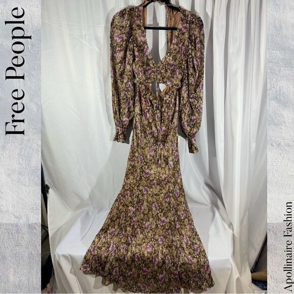 FREE PEOPLE BY FOR LOVE AND LEMONS WYNNE MAXI DRESS SMALL NWT IN PURPLE - Picture 5 of 8